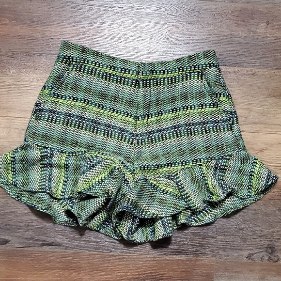 Cinq à Sept High Waist Green and Blue Flouncy Shorts - Picture 1 of 10